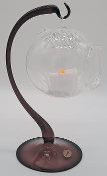 Windlicht mit Ständer (gerippt/lila)
